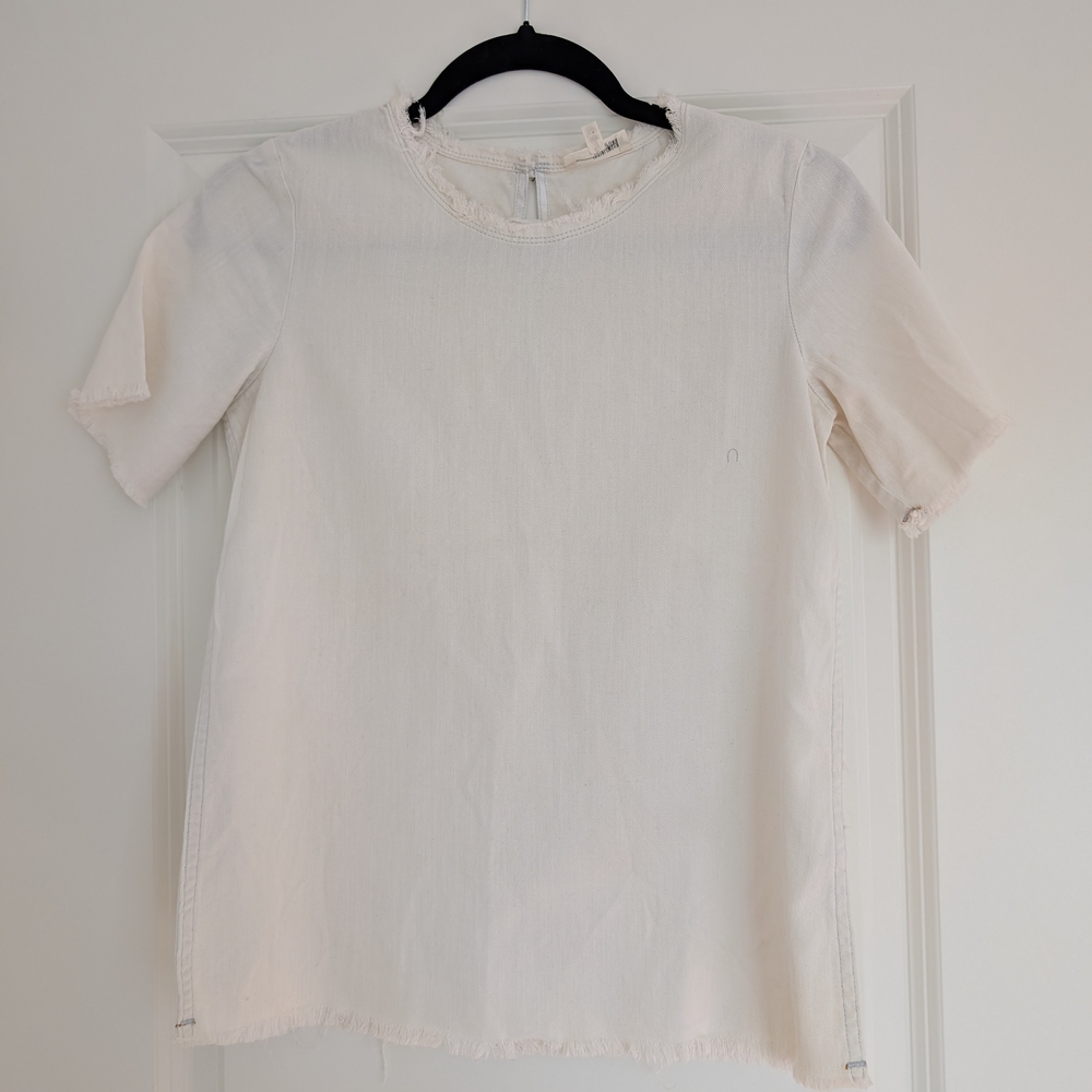 White Denim Short Sleeve Top